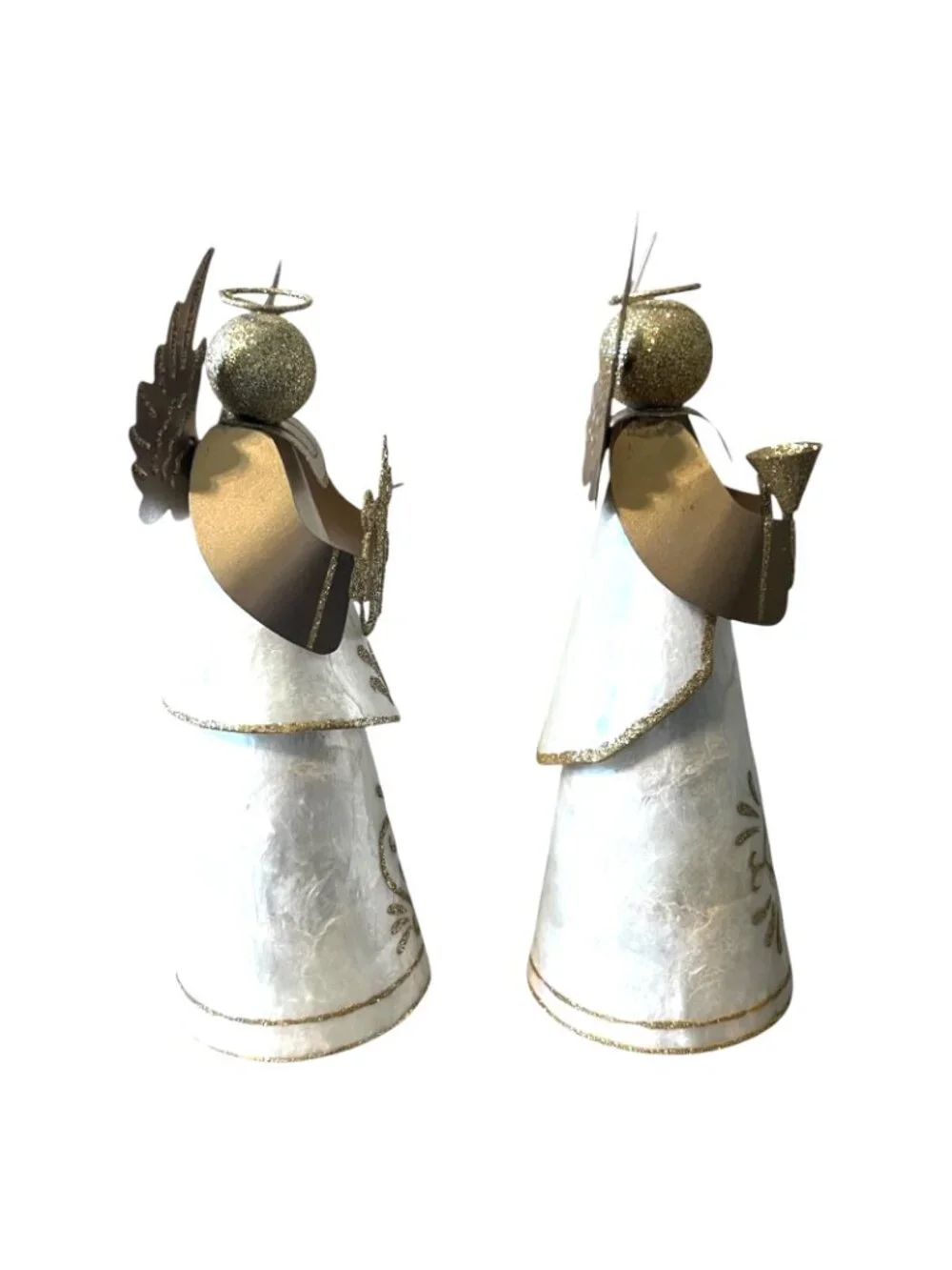 Pier 1 Angel Figurines Set of 2 Gold White Christmas Decor Philippines